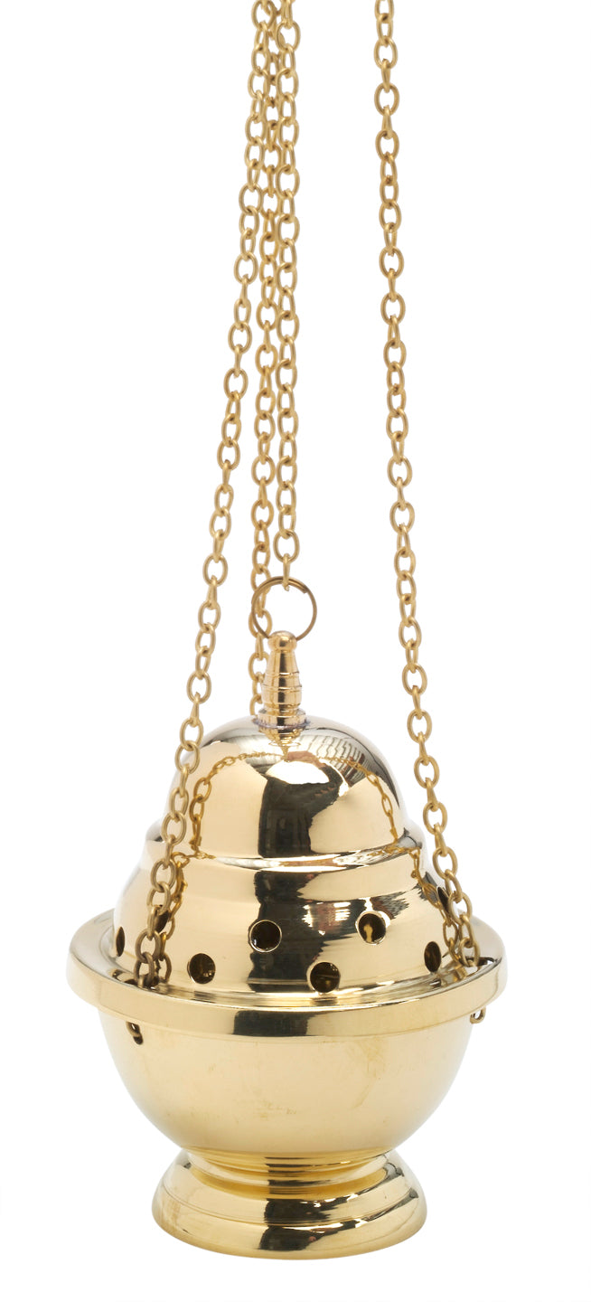 Turibolo in Ottone Dorato Lucido Altezza 15 cm