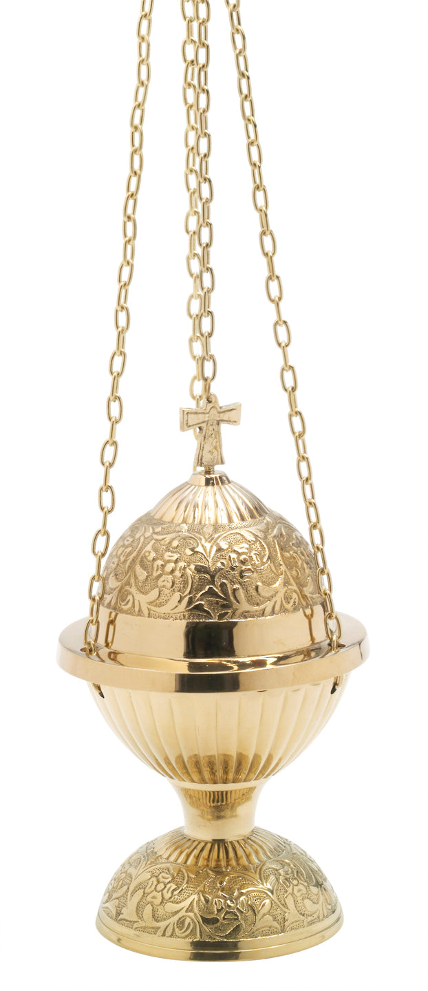 Turibolo in Ottone Dorato Lucido Altezza 24 cm