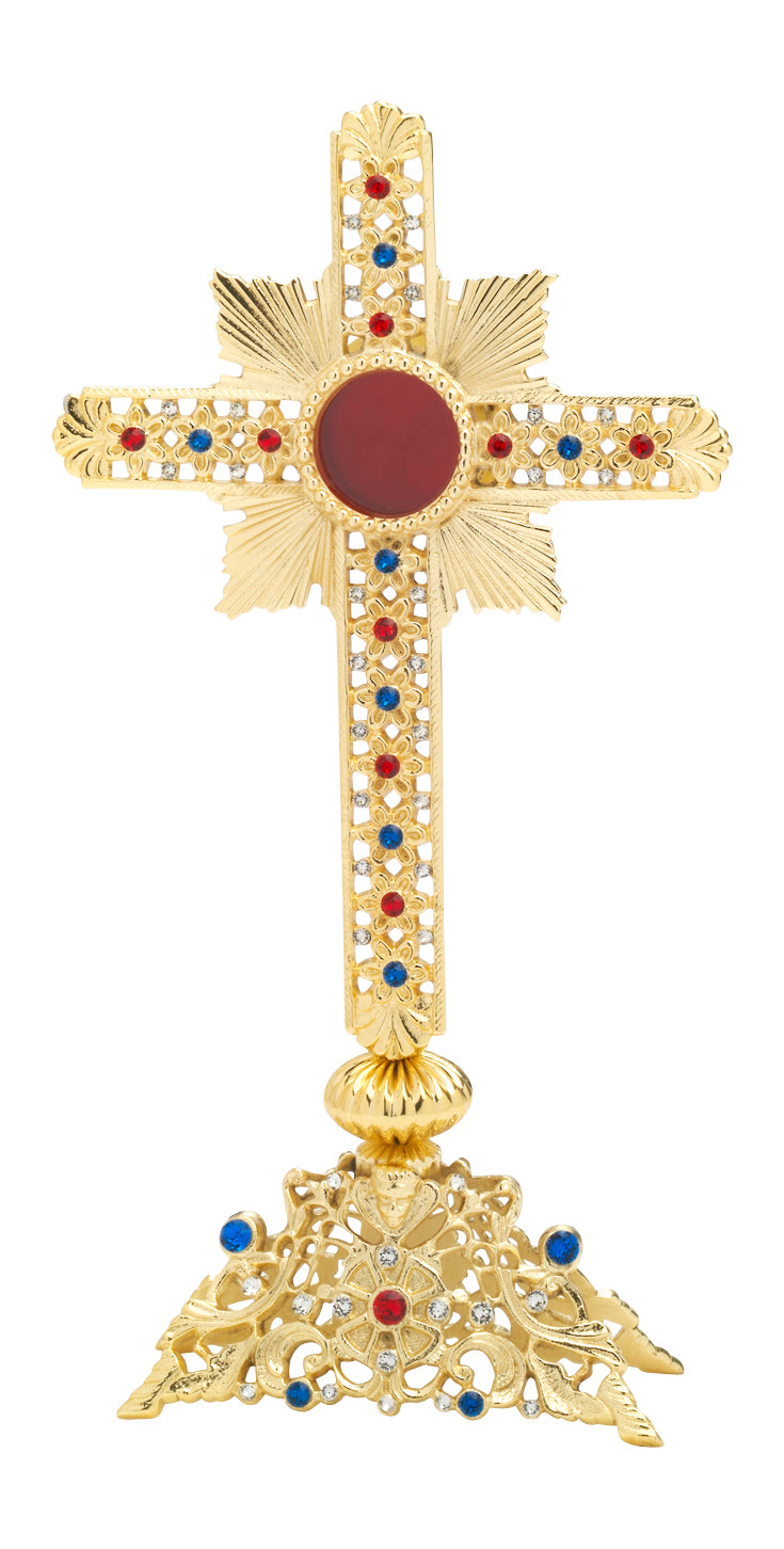Reliquiario Dorato con Pietre da Appoggio Altezza 28 cm