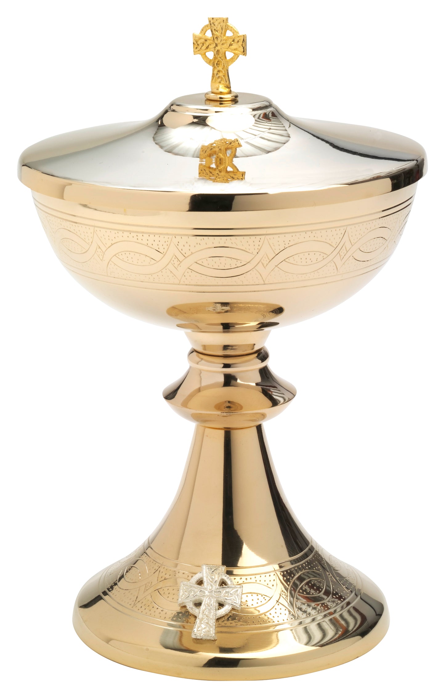 Pisside in Ottone Dorato Altezza 23 cm