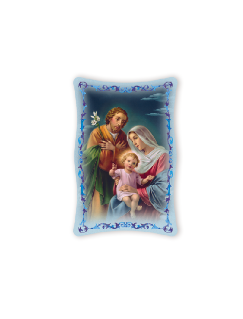 Quadro da Parete Sagomato con Immagine Sacra Famiglia Effetto Lucido Cornice e Decoro a Rilievo 25x40 cm
