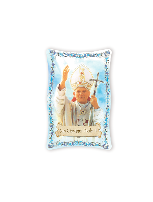 Quadro da Parete Sagomato con Immagine Papa Giovanni Paolo II Effetto Lucido Cornice e Decoro a Rilievo 25x40 cm