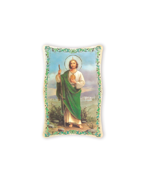 Quadro da Parete Sagomato con Immagine San Giuda Taddeo Effetto Lucido Cornice e Decoro a Rilievo 25x40 cm