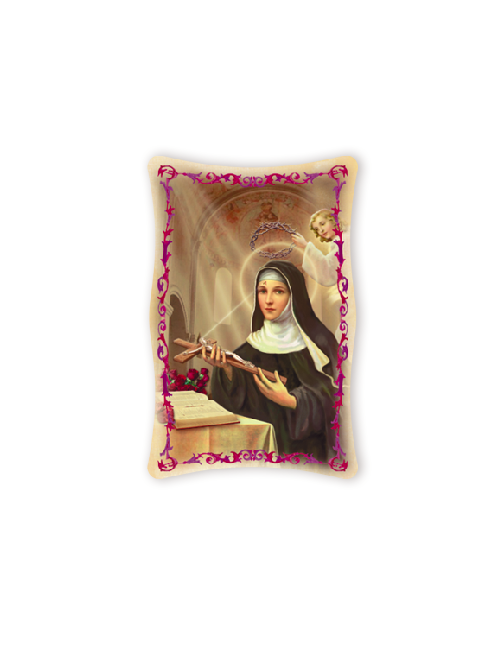 Quadro da Parete Sagomato con Immagine Santa Rita Effetto Lucido Cornice e Decoro a Rilievo 25x40 cm