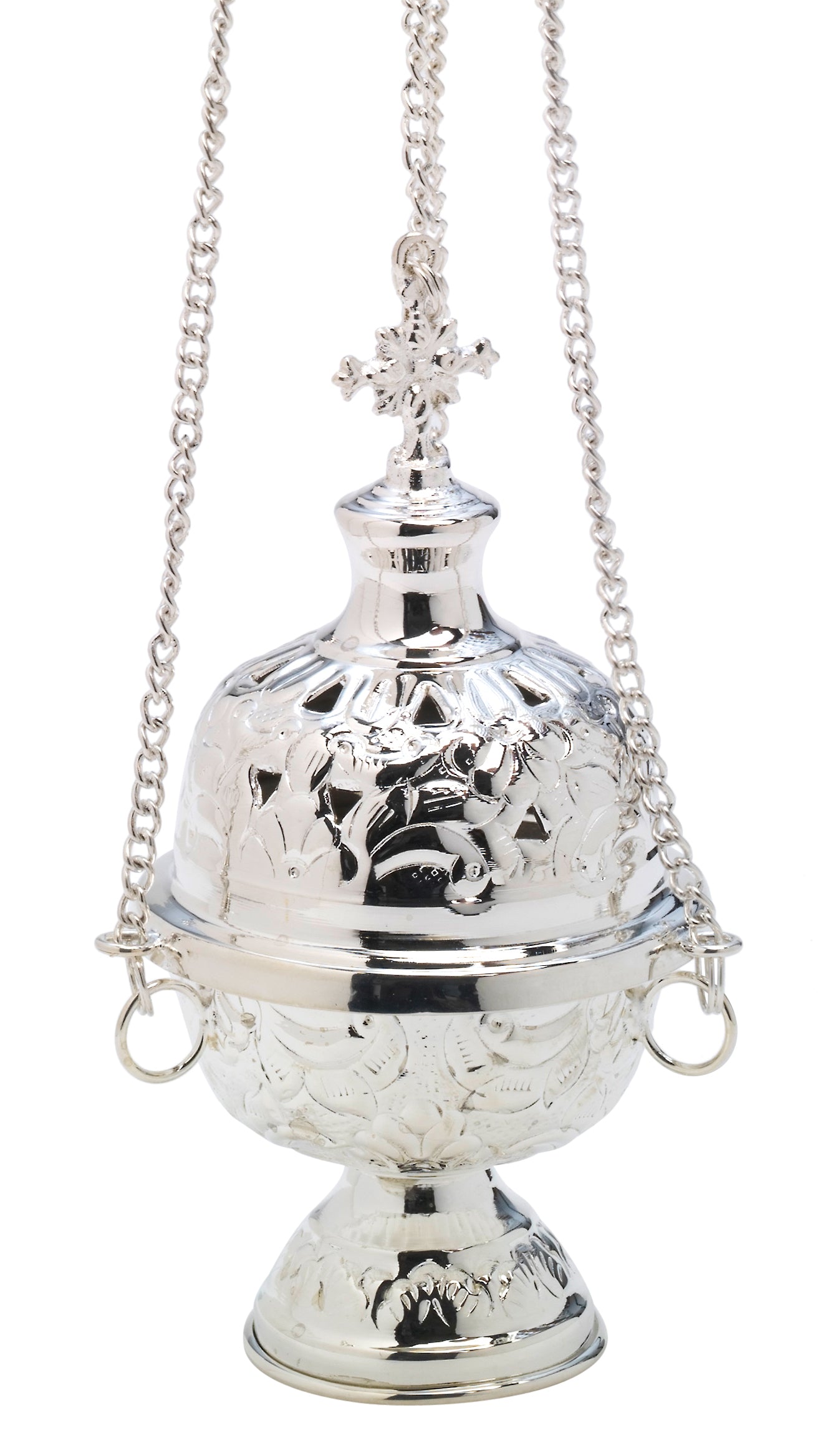 Turibolo in Ottone Argentato Lucido Altezza 18 cm