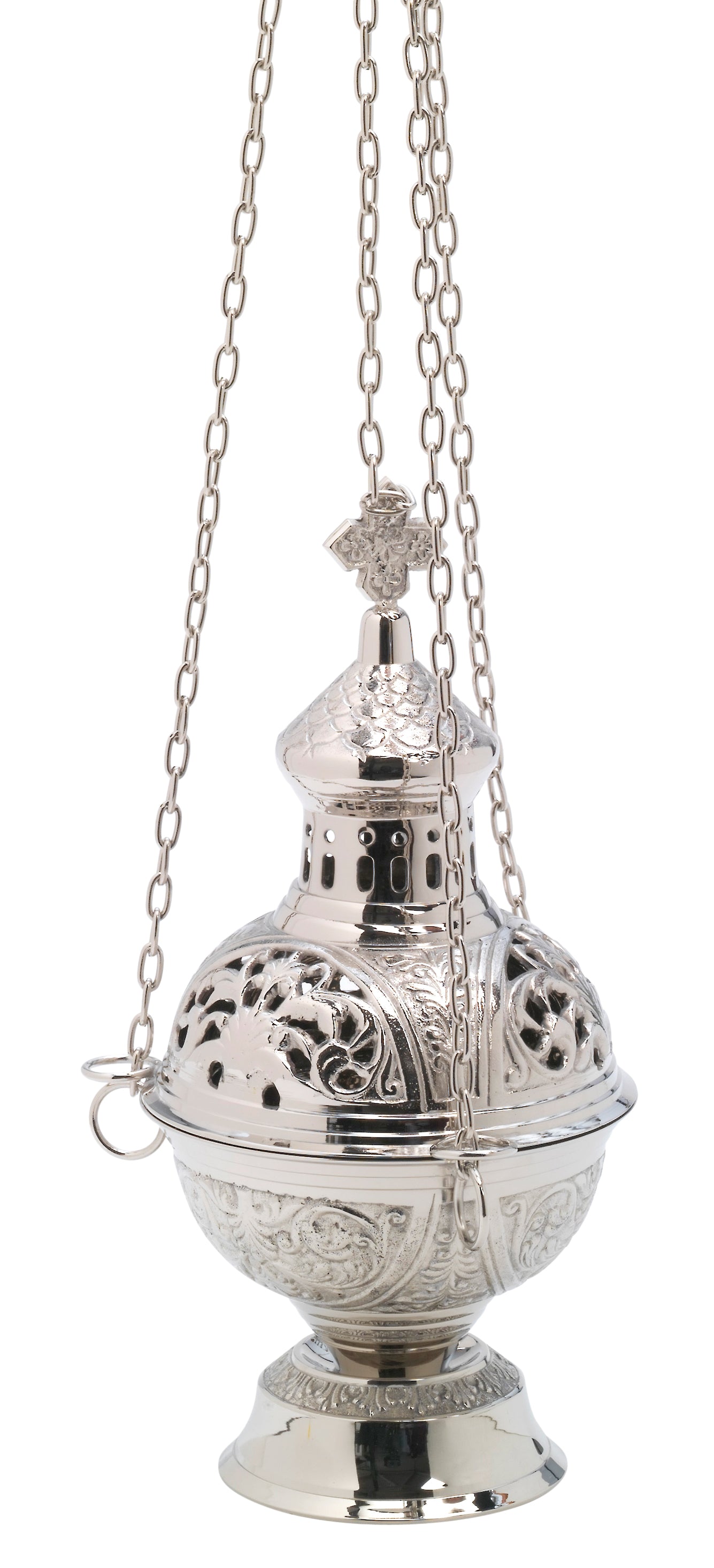 Turibolo in Ottone Argentato Lucido Altezza 28 cm