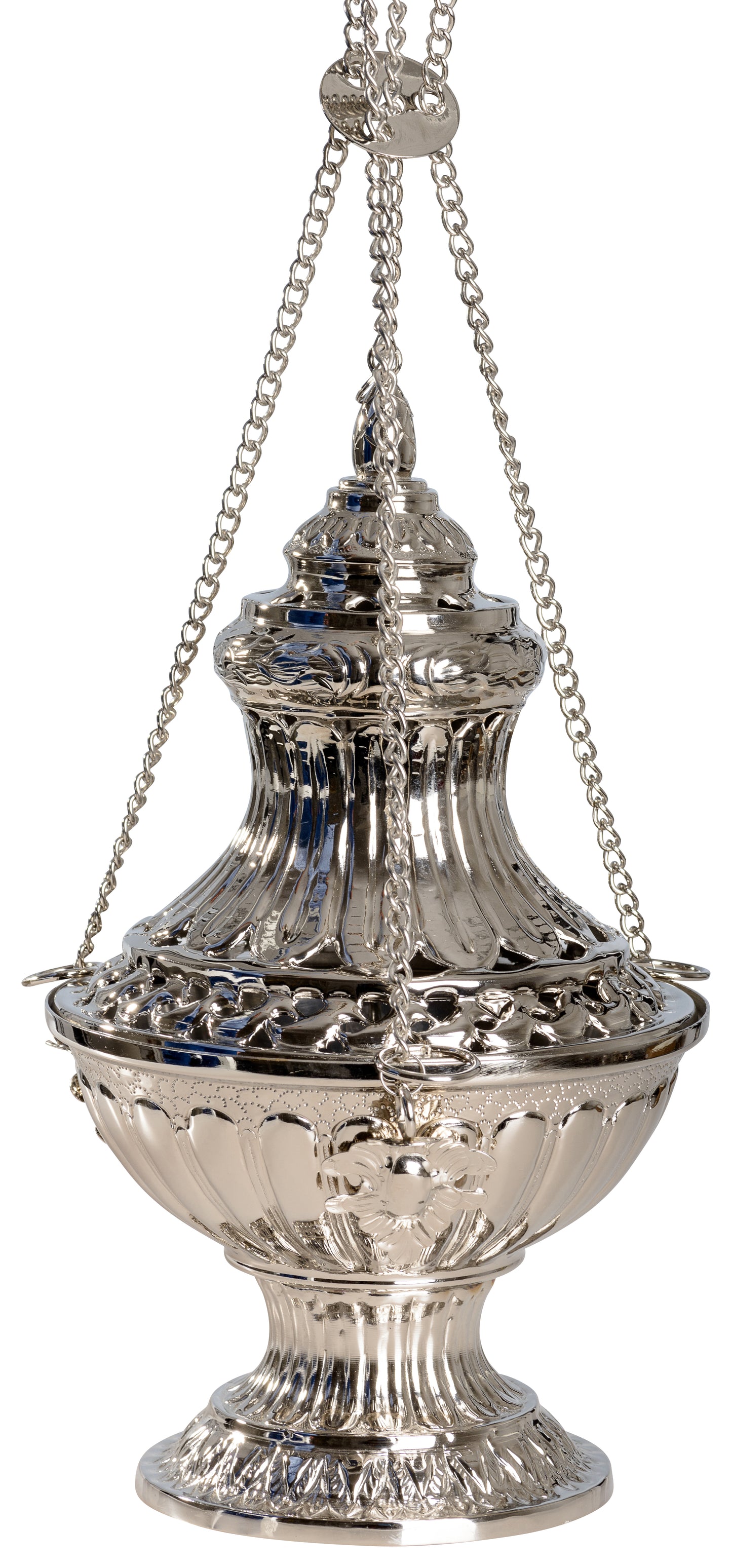 Turibolo in Ottone Argentato Lucido Altezza 30 cm