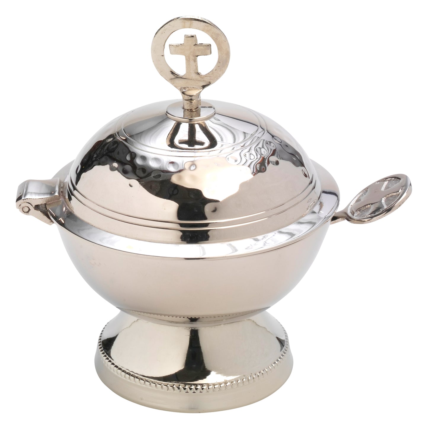Navetta Classica con Croce in Ottone Argentato Altezza 12 cm