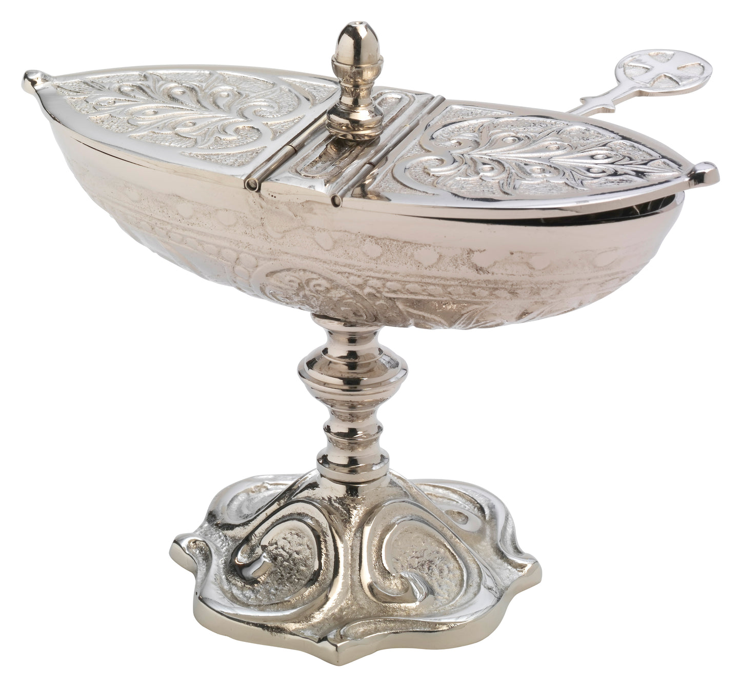 Navetta Classica in Ottone Argentato Altezza 14 cm
