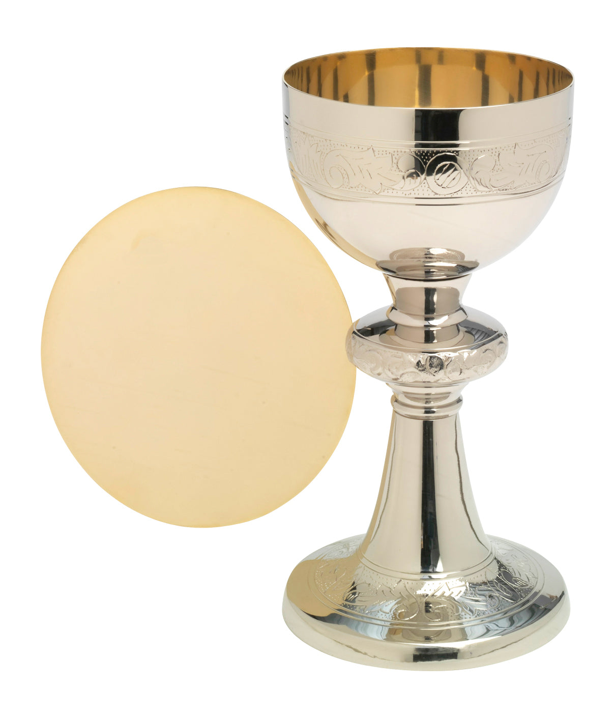 Calice in Ottone Nichelato Interno Dorato Altezza 20 cm