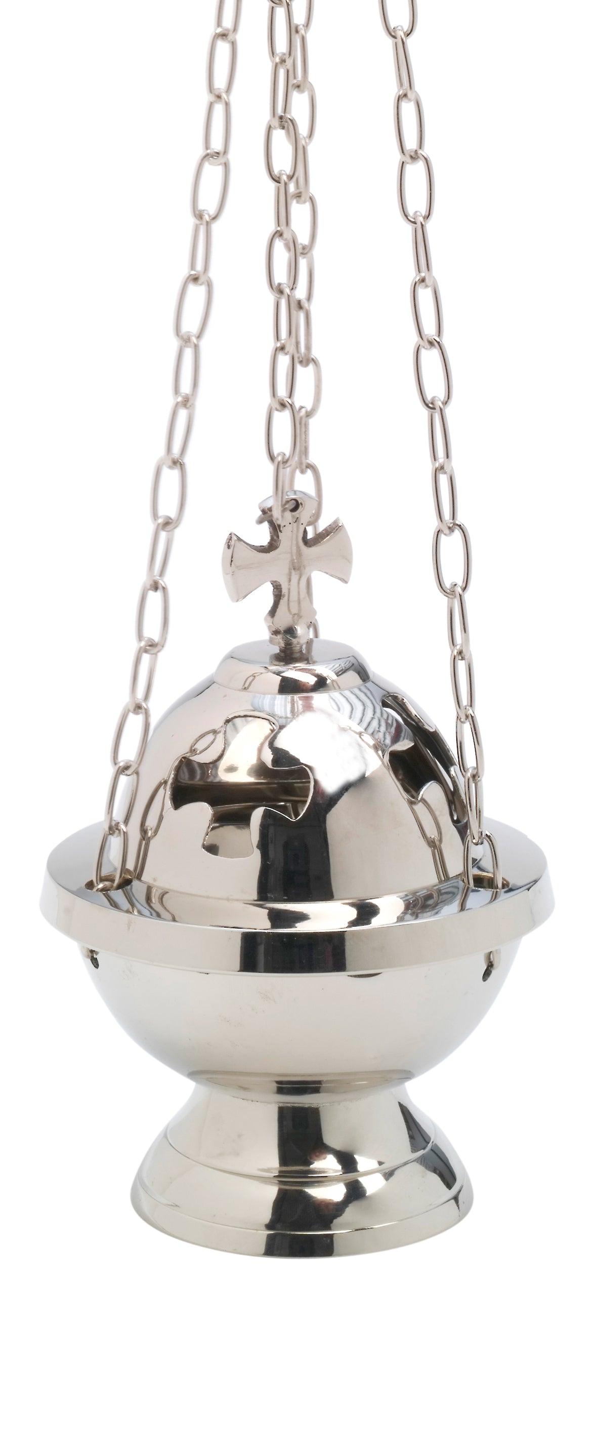 Turibolo con Croce in Ottone Argentato Lucido Altezza 15 cm