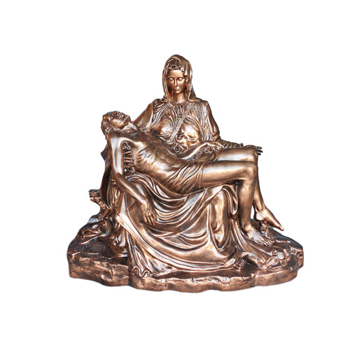 Statua Madonna Pietà 130x150 cm Decorata Bronzo in Vetroresina