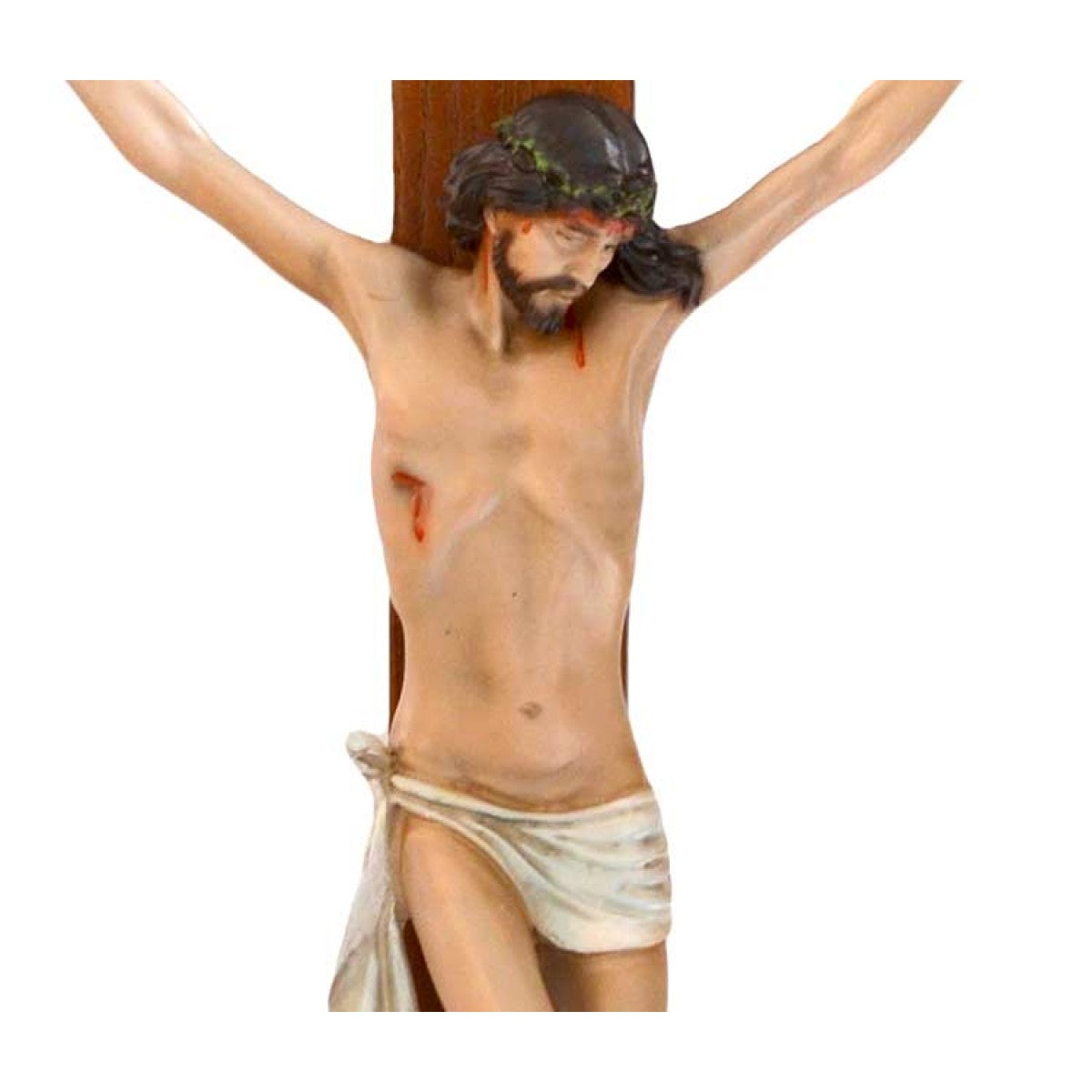 Crocifisso Croce in Legno 80 x 43 con Cristo 40 cm da Appendere in Resina Piena