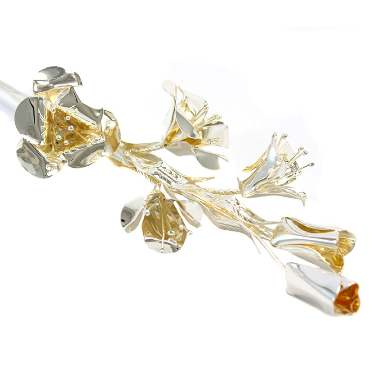 Giglio in Ottone con Foglie e Fiori 30 cm Finitura Dorata