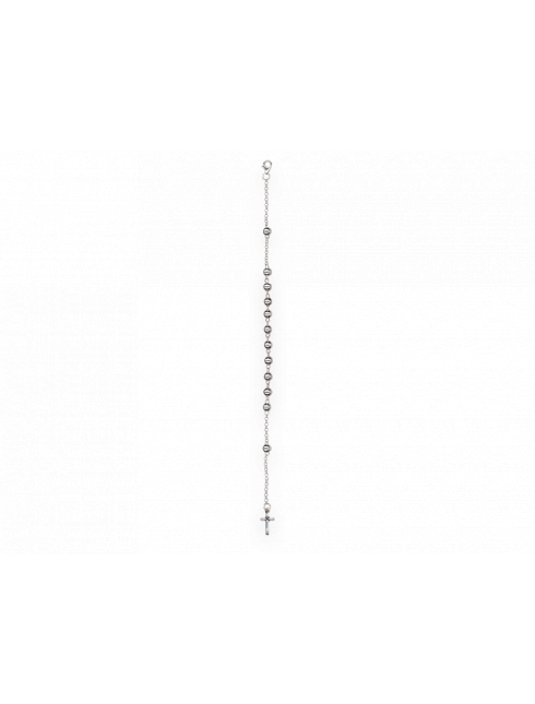 Bracciale Croce con Grani Lisci in Argento Astuccio Incluso