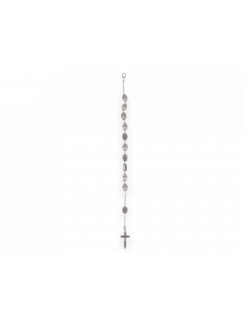 Bracciale in Metallo Medaglia Madonna Miracolosa con Grani 10 Millimetri