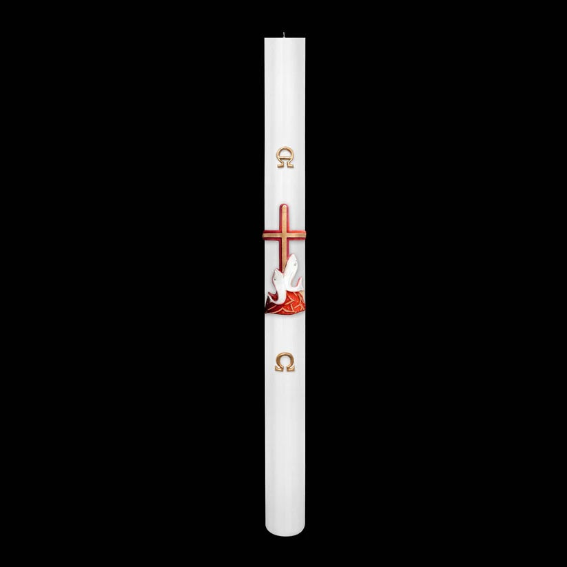 Cero Pasquale Bianco 80x1200 mm Decoro Bassorilievo Pesci con Anno Applicato e con Rinforzo