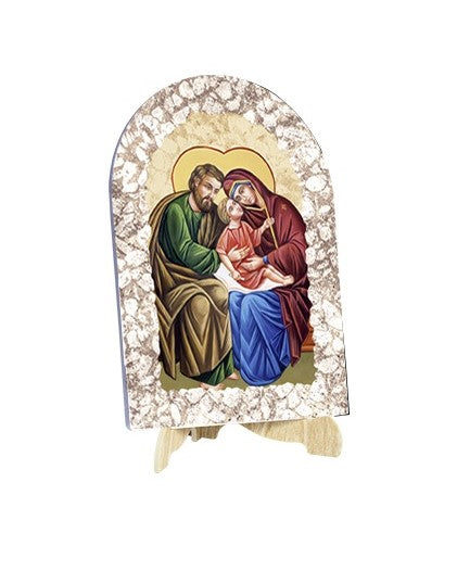 Quadro Sacra Famiglia Effetto Pietra Dipinta con Soggetto a Stampa e Supporto