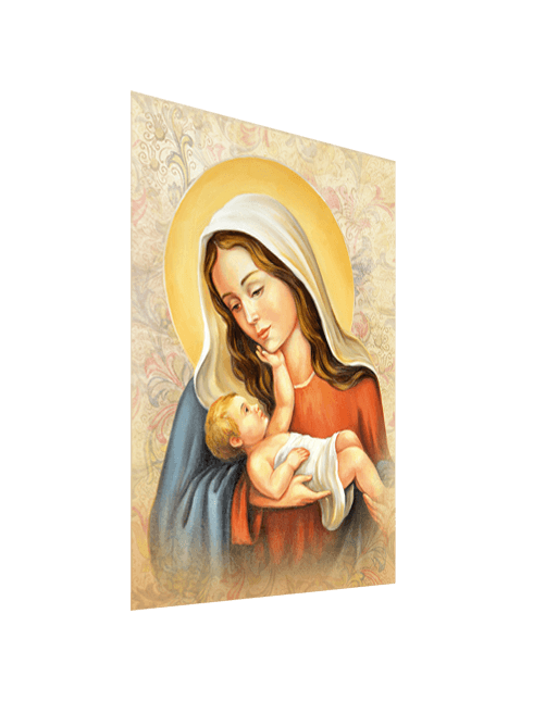 Quadro Tela Madonna con Bambino con Effetto Dipinto