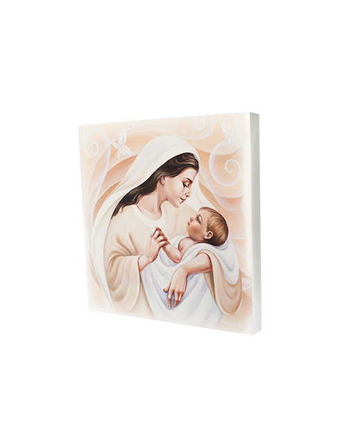 Quadro Tela con Effetto Dipinto Madonna con Bambino 50 x 50 cm