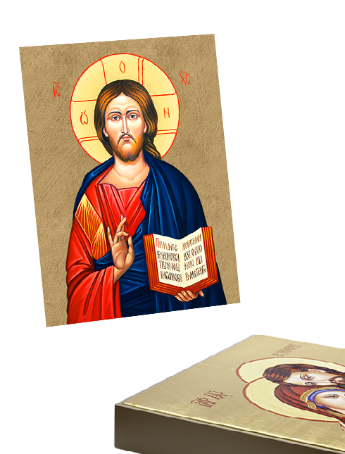Quadro Gesù Maestro in Foglia Oro con Telaio in Legno 30x40 cm