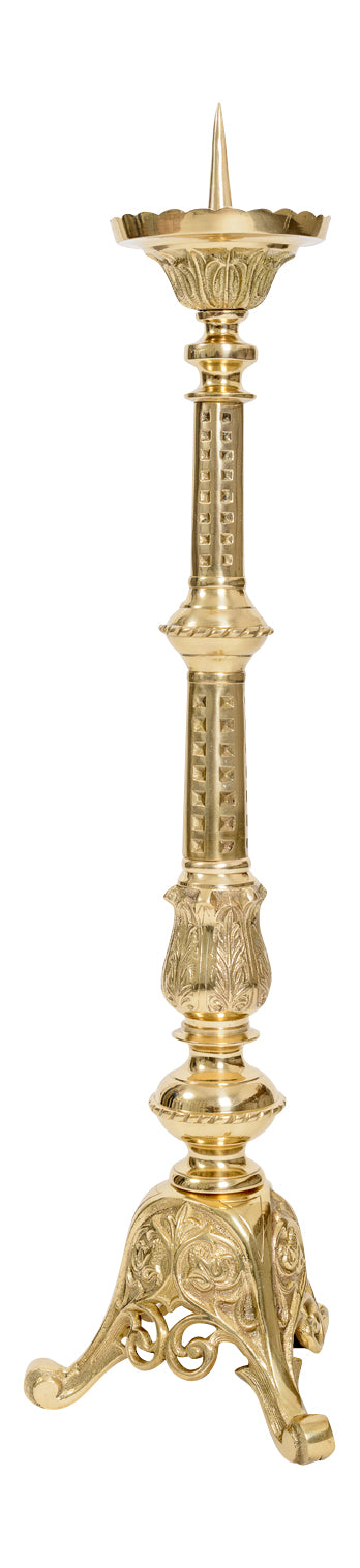 Candeliere da Altare in Ottone Dorato Altezza 85 cm