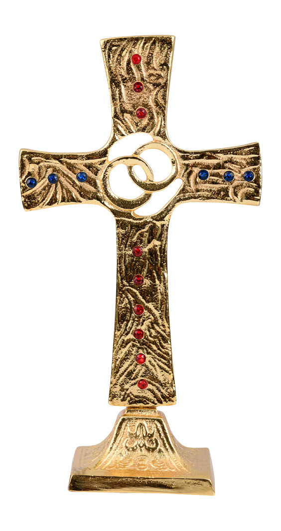 Croce Nozze per Altare Dorata Altezza 25 cm