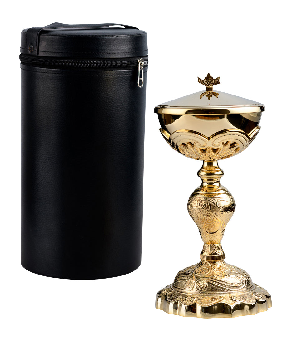 Pisside in Ottone Dorato Altezza 27 cm