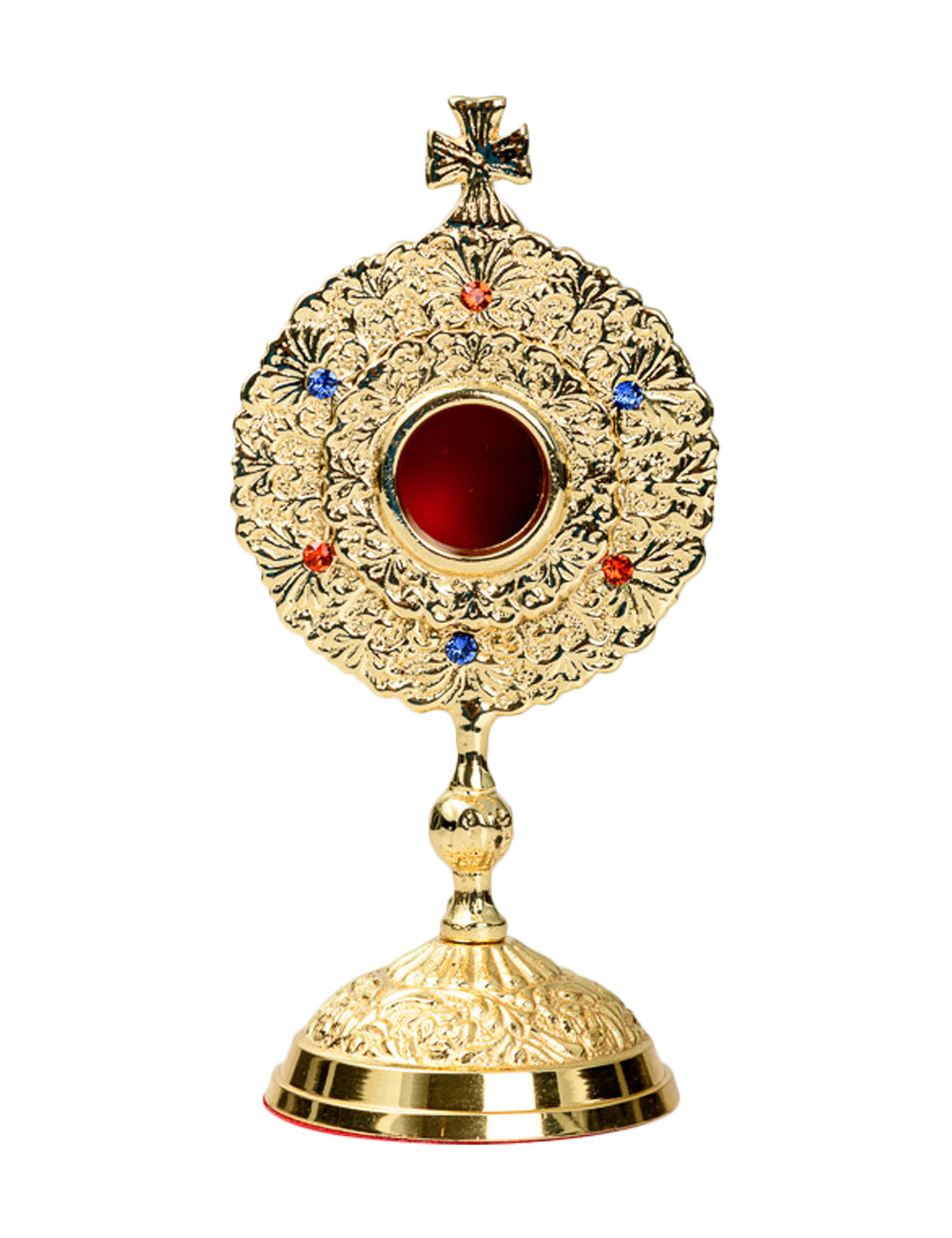 Reliquiario Dorato con Pietre da Appoggio Altezza 15 cm