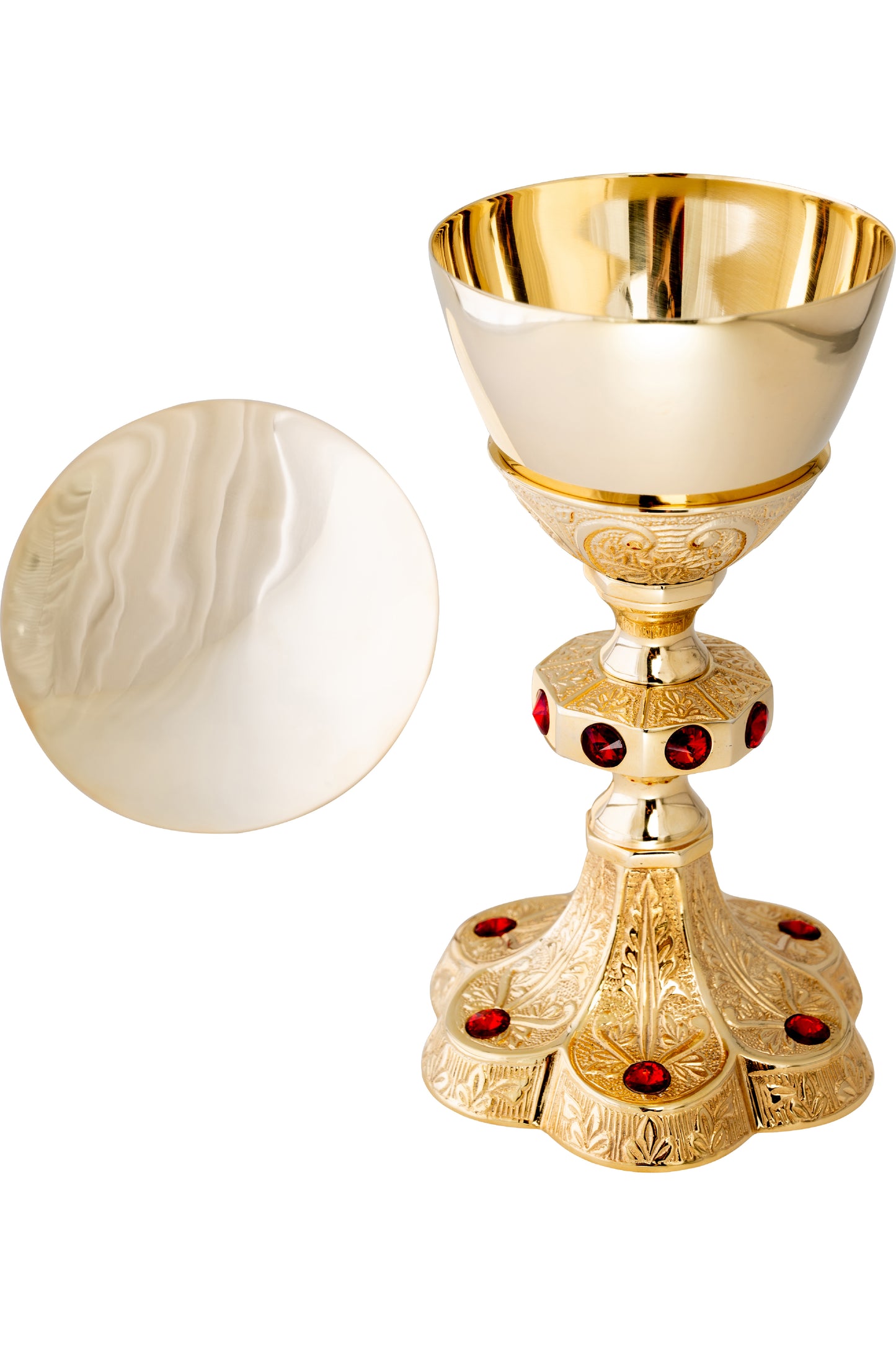 Calice in Ottone Dorato con Pietre Altezza 23 cm
