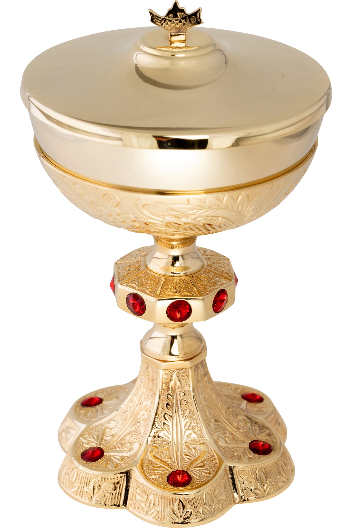 Pisside in Ottone Dorato con Pietre Altezza 25 cm