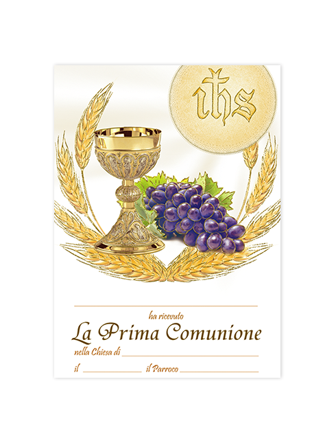 Diplomino Pergamena da Compilare "Prima Comunione" 18x24 cm 100 Pezzi