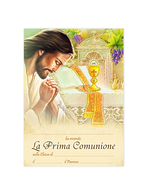 Diplomino Pergamena da Compilare "Prima Comunione" 18x24 cm 100 Pezzi