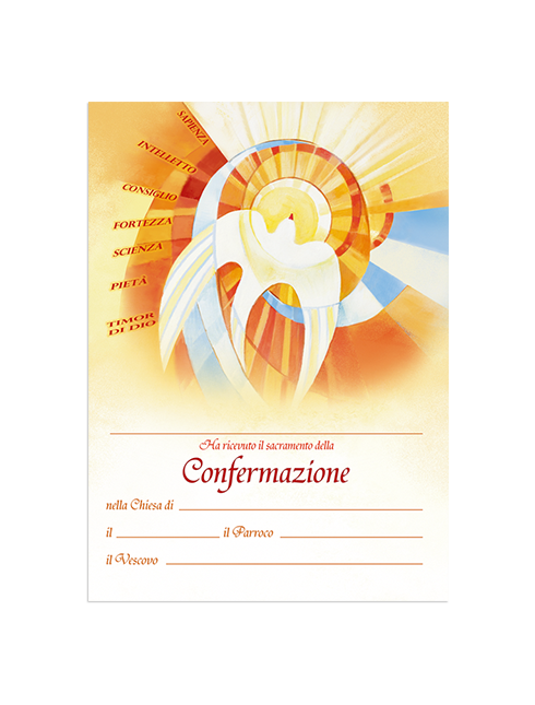 Diplomino Pergamena da Compilare "Confermazione" 18x24 cm 100 Pezzi