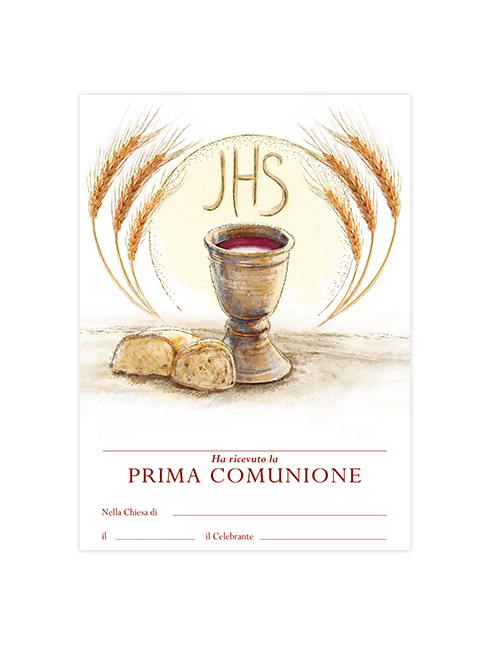 Diplomino Pergamena da Compilare "Prima Comunione" 18x24 cm 100 Pezzi