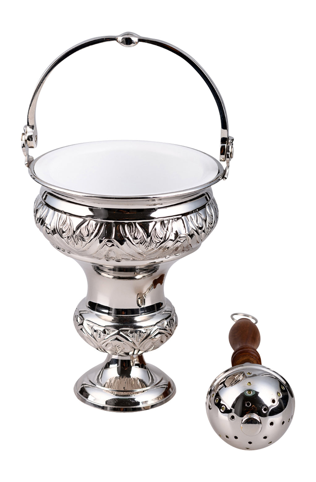 Secchiello Acqua Santa in Ottone Altezza 30 cm con Aspersorio