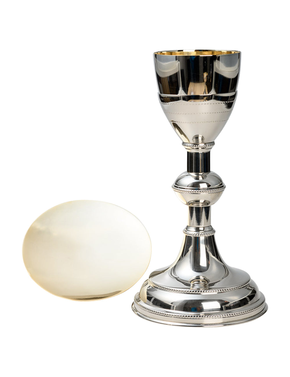 Calice in Ottone Nichelato Interno Dorato Altezza 25 cm