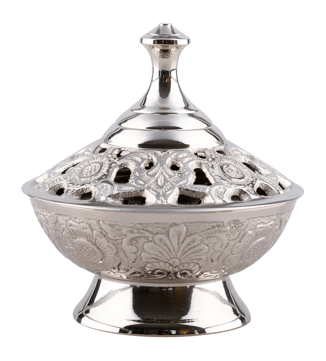 Brucia Incenso in Ottone Argentato Altezza 11 cm