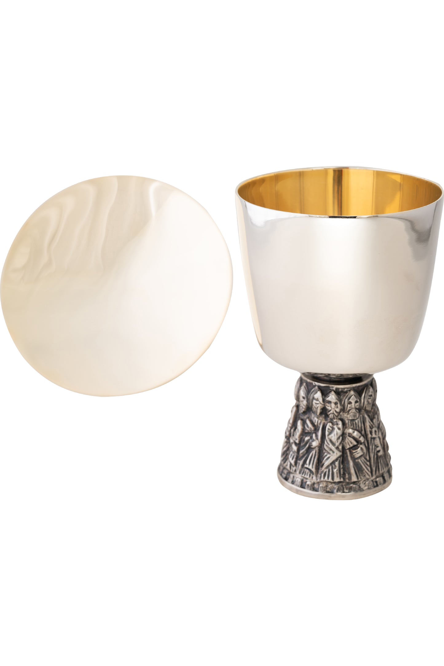 Calice in Ottone Nichelato Interno Dorato Altezza 15 cm