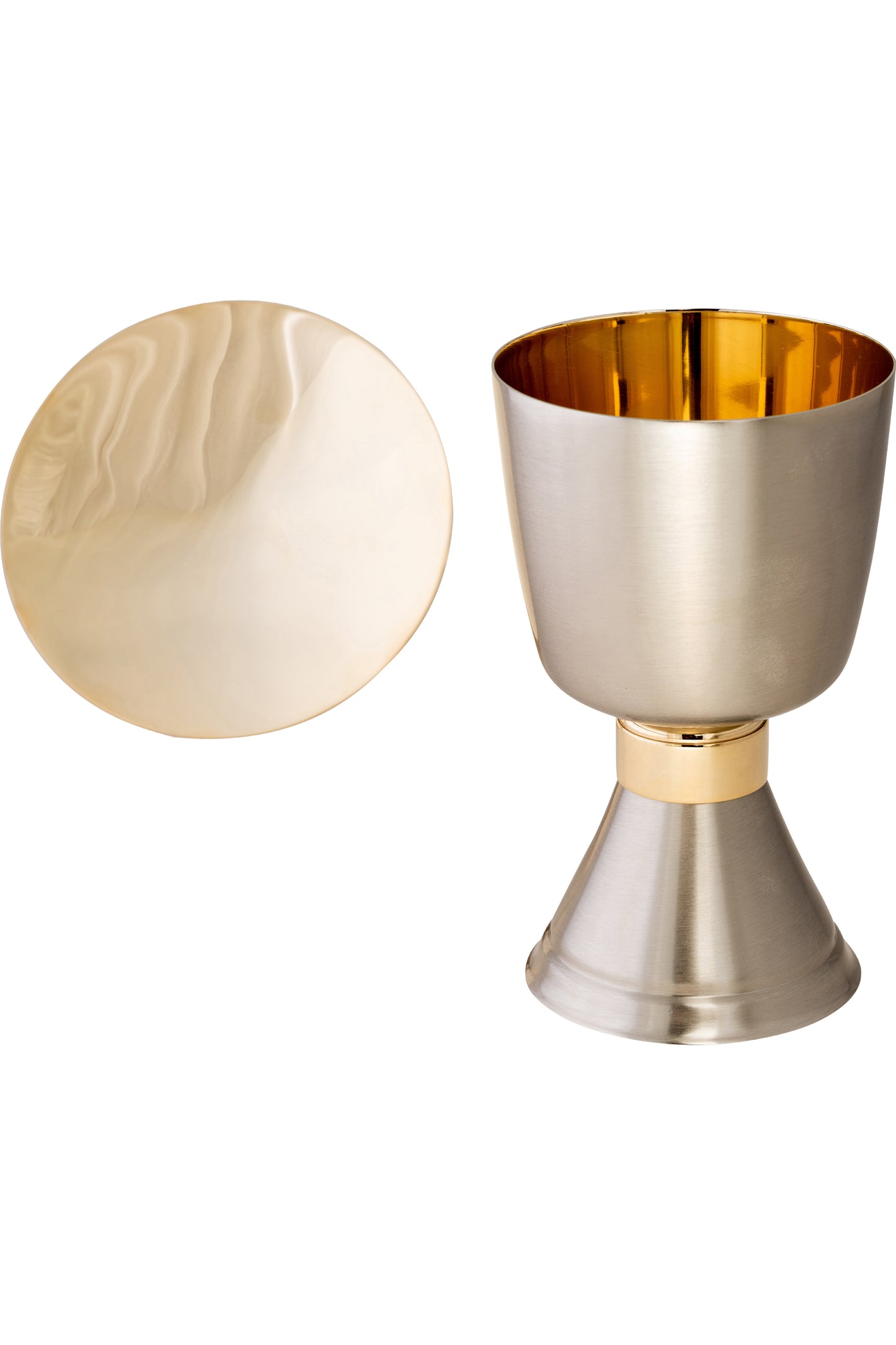 Calice in Ottone Nichelato Interno Dorato Altezza 17 cm