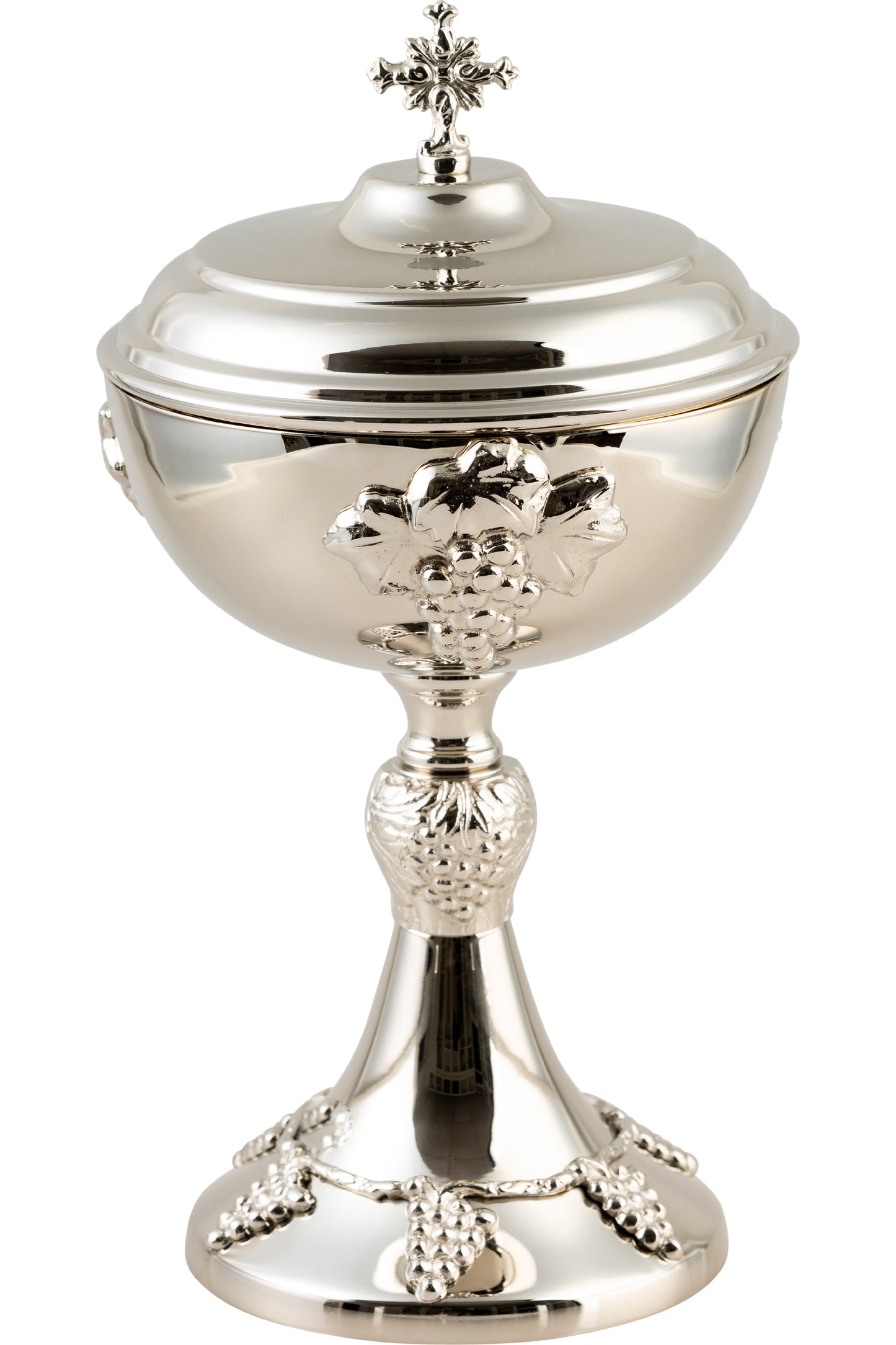 Pisside in Ottone Nichelato Interno Dorato Altezza 28 cm