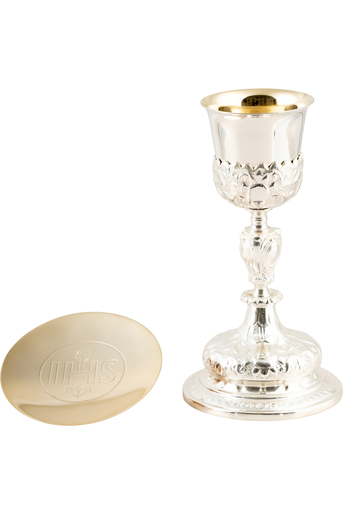 Calice in Ottone Argentato Interno Dorato Altezza 27 cm