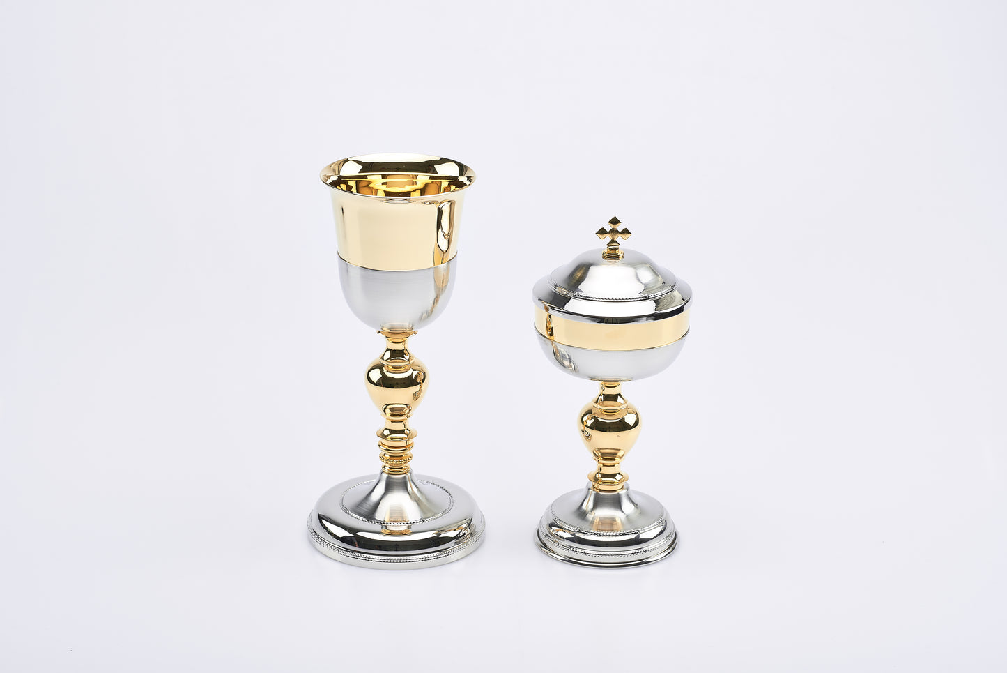 Calice e Pisside in Ottone Nichelato