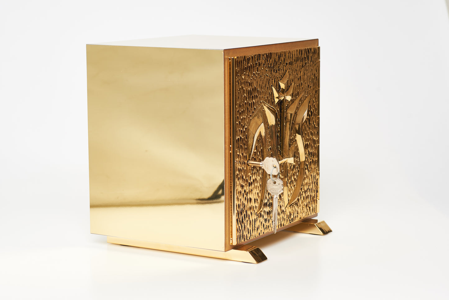 Tabernacolo IHS con Porte Blindate in Fusione di Ottone