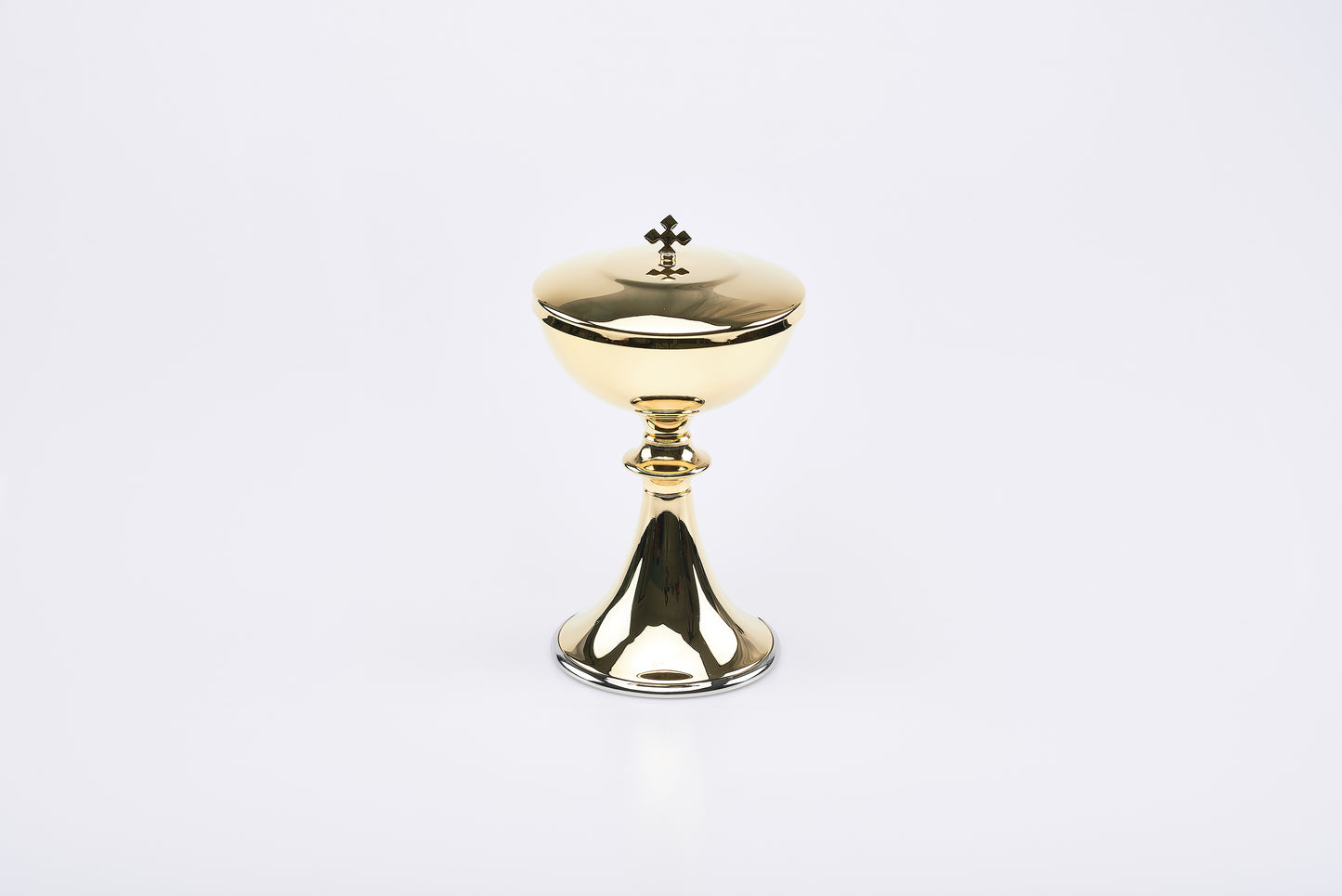 Pisside Classica con Croce in Ottone Dorato Altezza 20 Centimetri