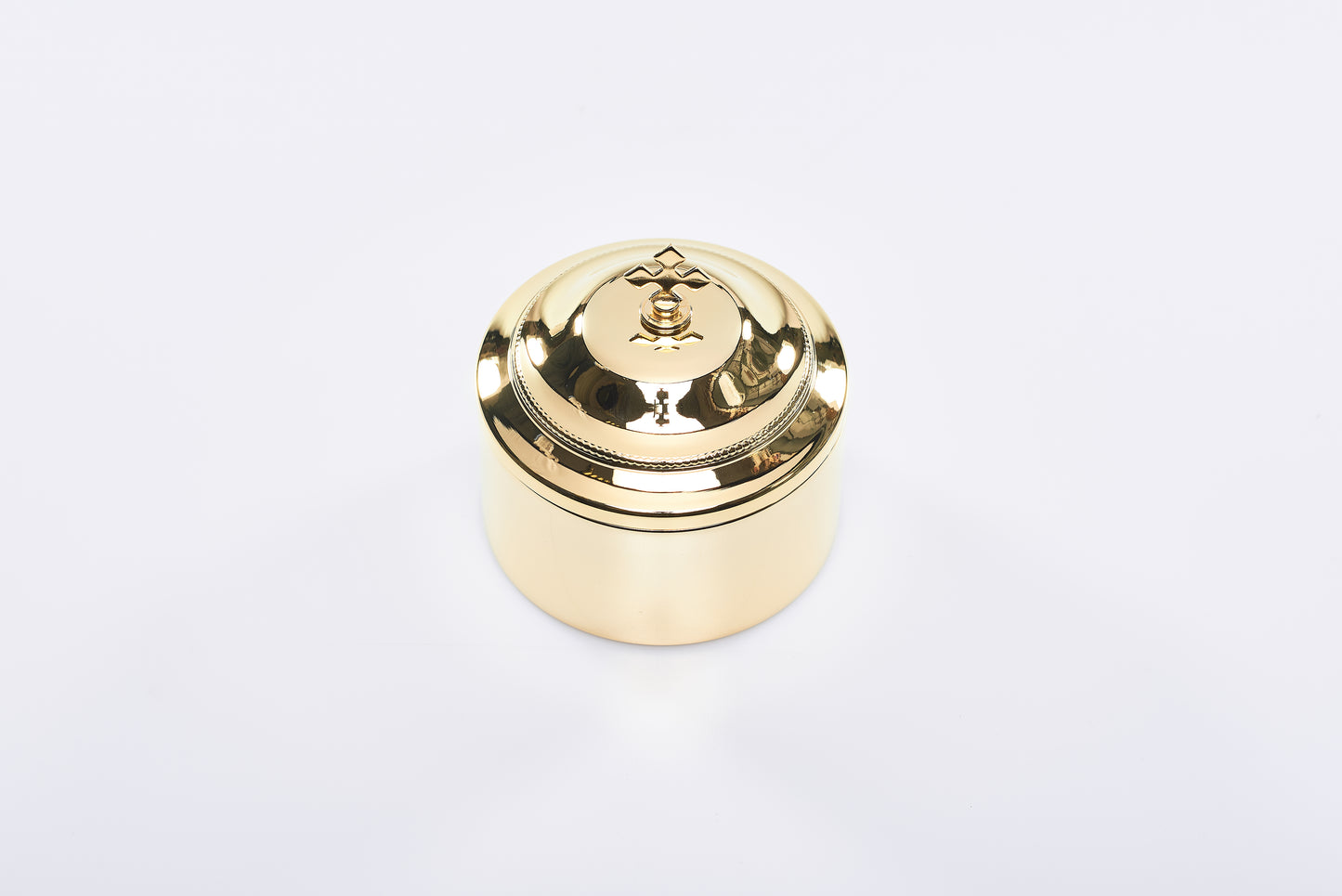 Scatola Porta Ostie in Ottone Dorato Altezza 5 Centimetri