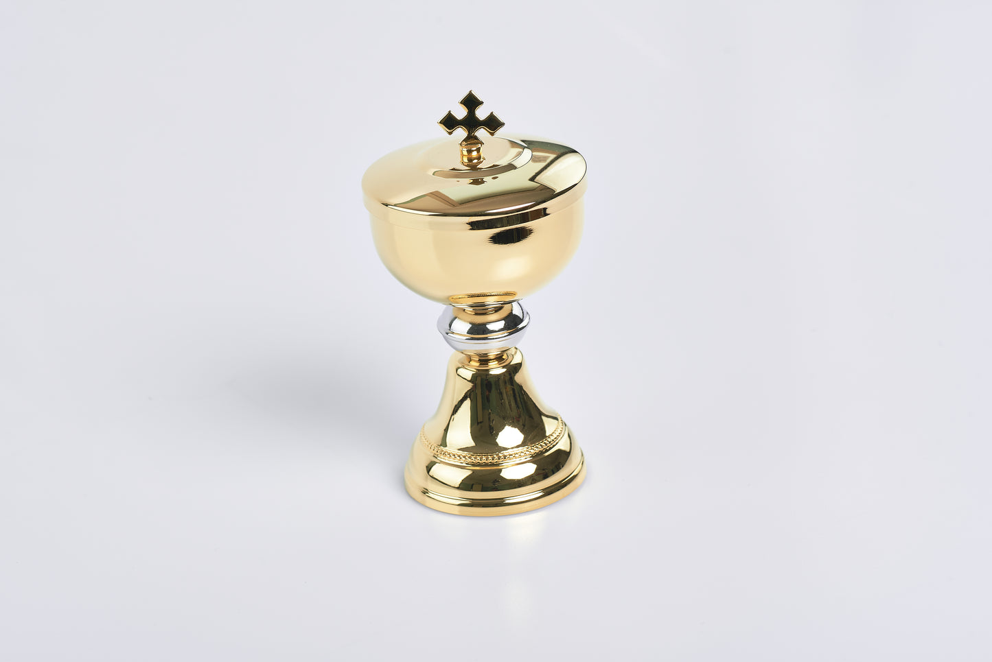Pissidotta con Croce in Ottone Dorato Altezza 11,5 Centimetri