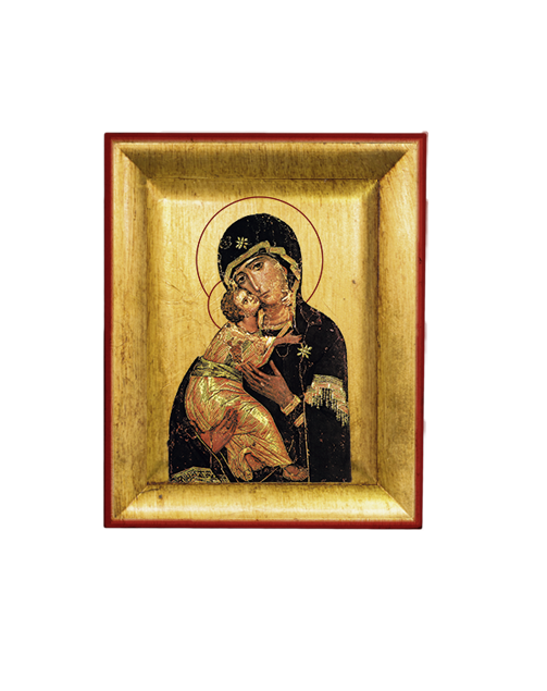 Quadretto Bizantino Madonna con Bambino Icona con Foglia Oro