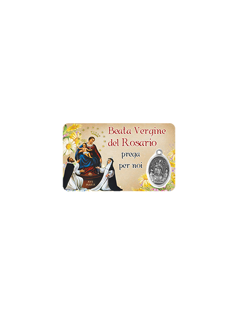 Card Plastificata Madonna di Pompei con Medaglia 8,6x5,4 cm 100 Pezzi