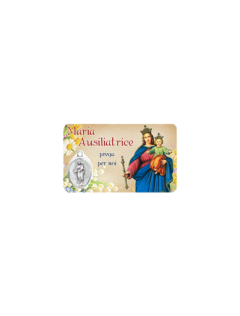 Card Plastificata Maria Madonna Ausiliatrice con Medaglia 8,6x5,4 cm 100 Pezzi